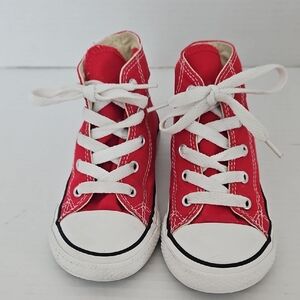 Converse Kids Red Lace Up Classic High-Top Sneakers Sz 10